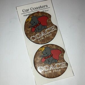 Coach Brown and Red Elephant Car Coasters